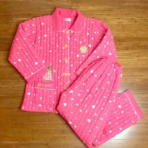 YaNi pink vintage quilted embroidered pajama set